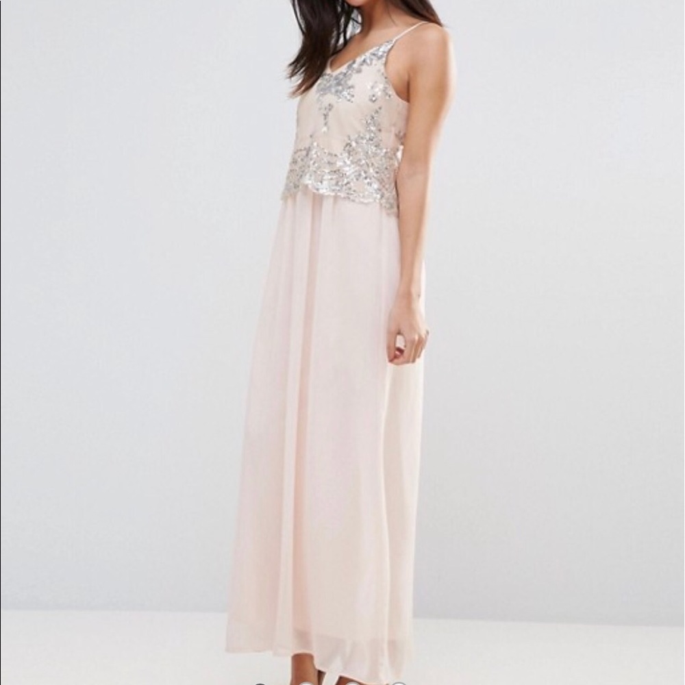 ASOS Club L Blush Sequin Maxi Dress